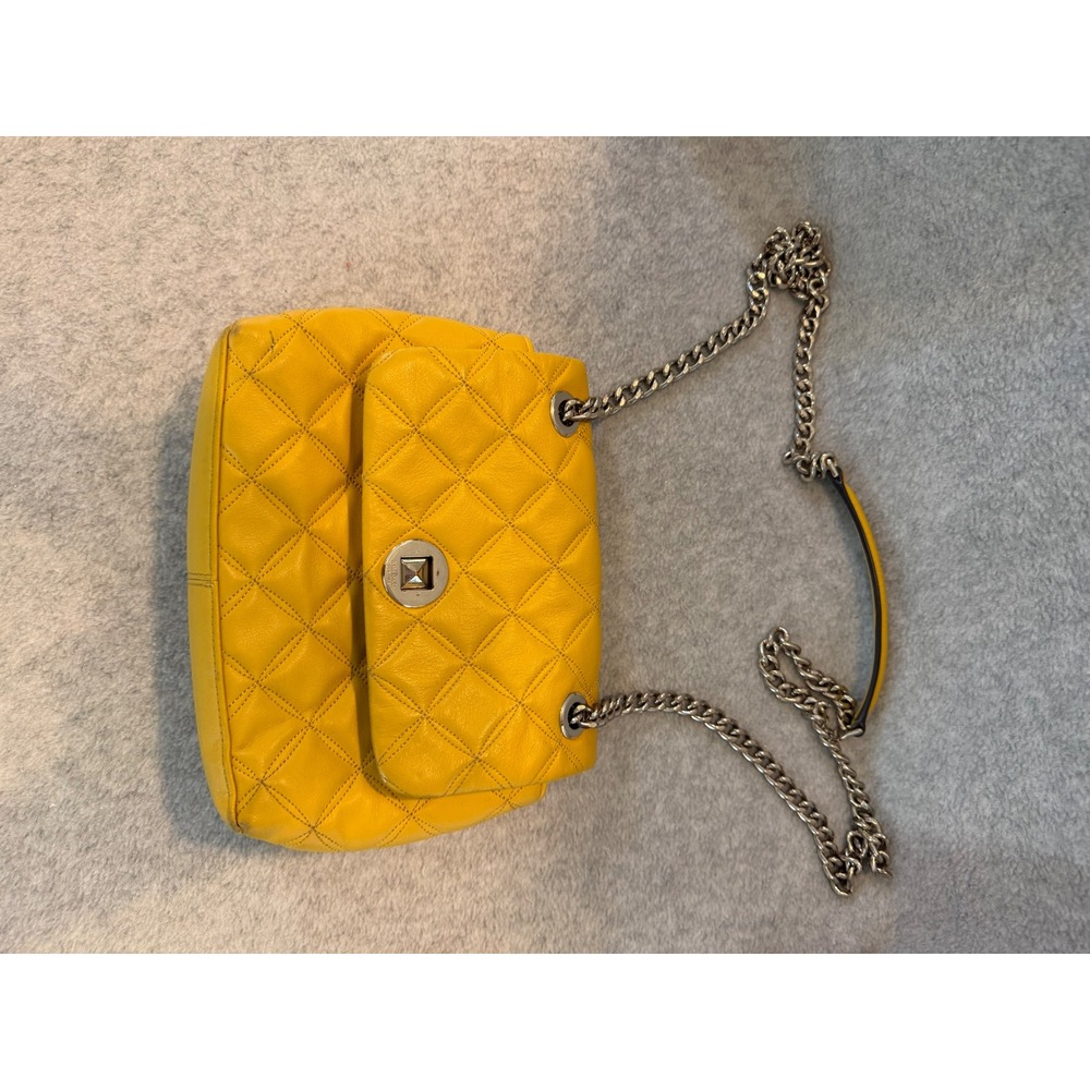 Kate Spade Yellow Quilted Leather Shoulder Bag Flap Chain Strap‎ Crossbody Small
